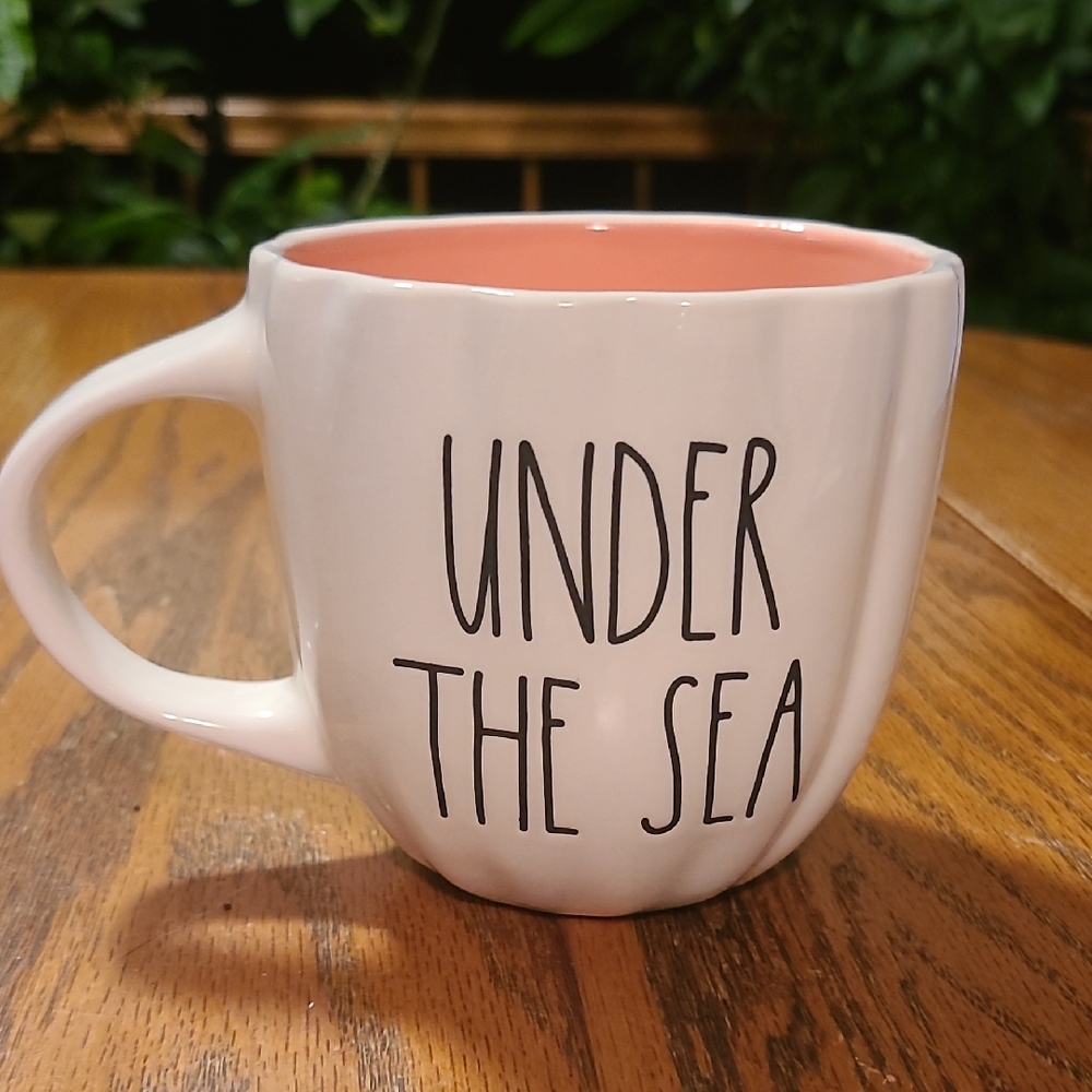 Rae Dunn Under The Sea White Ceramic Mug with Coral Interior